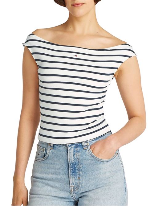 Top righe bianco/blu in cotone Tommy Jeans | DW0DW202340FC
